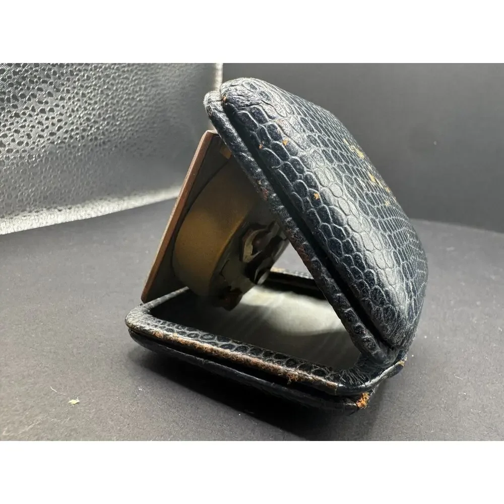 Vintage Rensie Germany Travel Alarm Clock 7 Jewels Genuine Leather Case